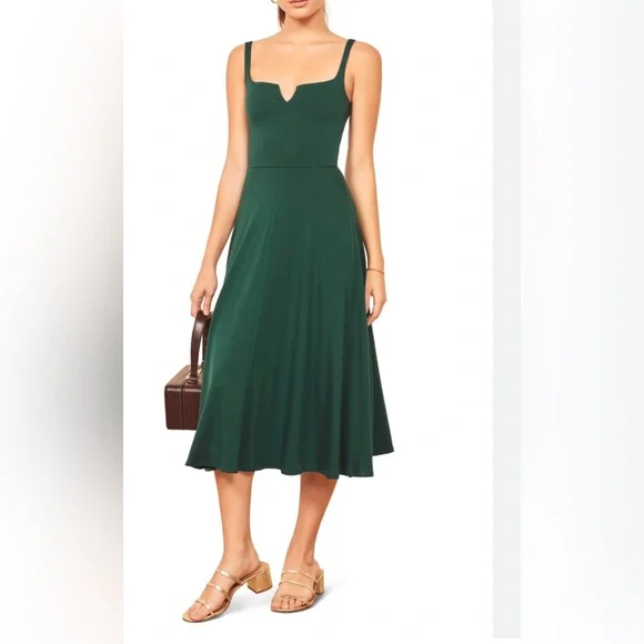 green emerald velvet dress Rent The Breslin Metallic Green Midi Dress By Reformation